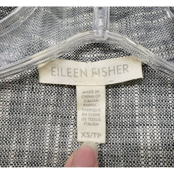Eileen Fisher Gray Short Sleeve Lagenlook Jacket Cotton Linen Blend Artsy Chic - Picture 3 of 13